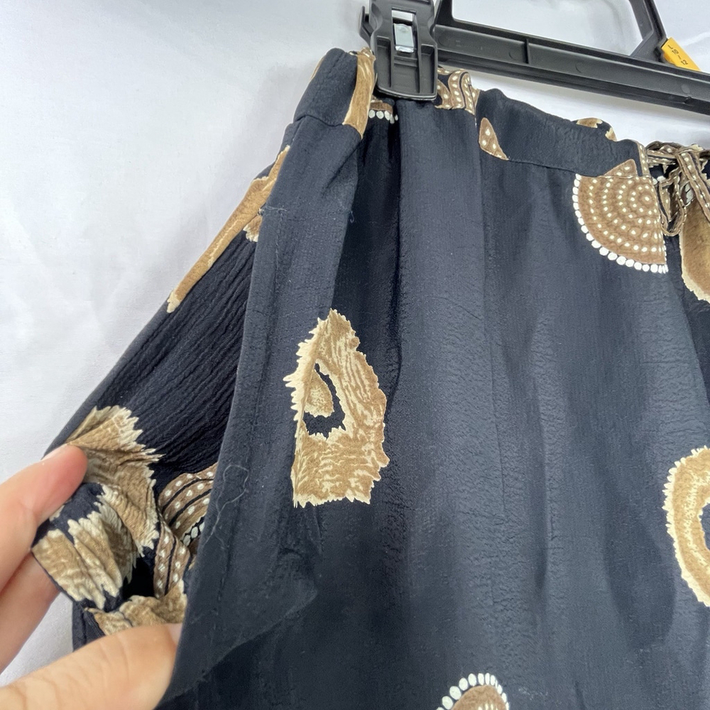 Caribbean Pacific Boho Wide Leg Pants Black Gold Beaded Rayon Size L - Picture 6 of 16
